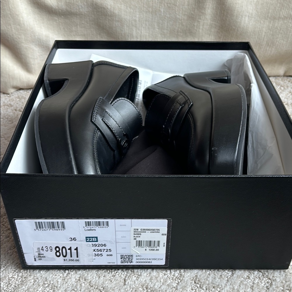 Chanel Black Platform Leather Loafers - Picture 10 of 12